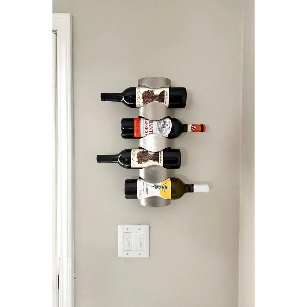 IKEA VURM 4 Bottle Wine Rack Wall Mounted Stainless Steel 300.557.60 Silver